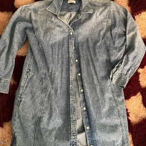 Vintage thick Denim Button-Down Shirt Dress